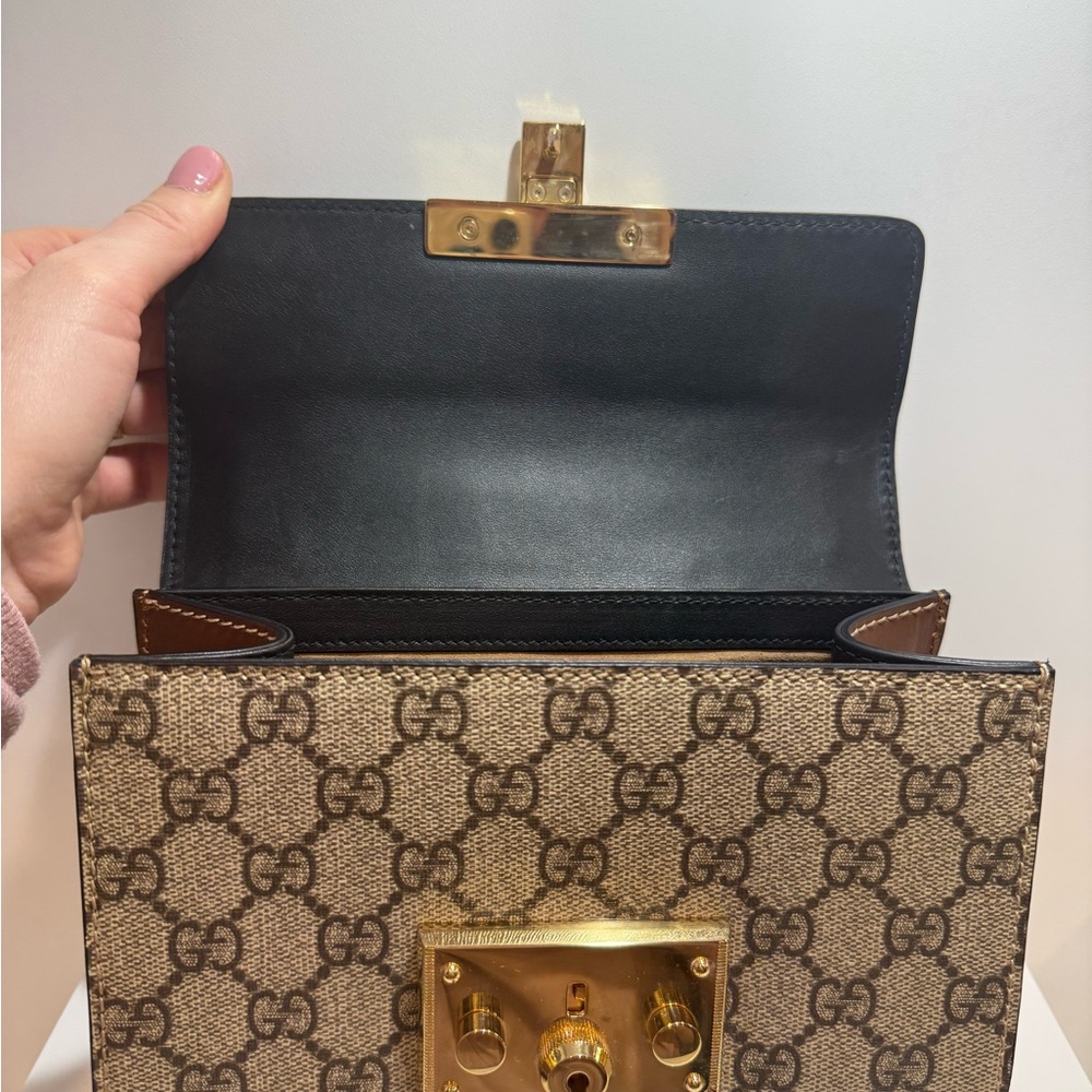 Gucci GG Monogram Black/Tan Padlock Bag - Picture 9 of 12